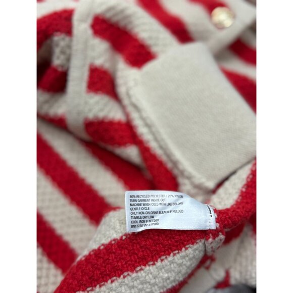 A New Day Womens XS Red White Striped Knit Cardigan Sweater Gold Button Pockets - Picture 6 of 9